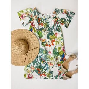 J. Crew tropical off shoulder dress